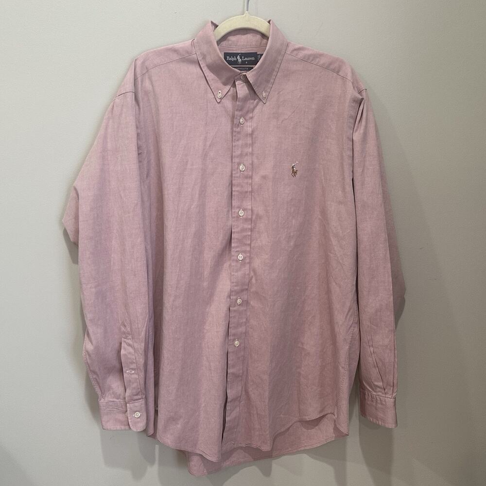 Ralph Lauren Men's Sz‎ 14.5 (34/35) PinkYarmouth CottonButton Down Logo Shirt
